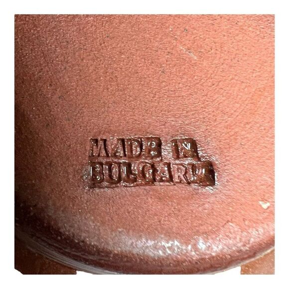 Vintage Redware Teapot Made Bulgaria Flower Fading Brown Yellow Drip Glaze READ - Picture 7 of 14